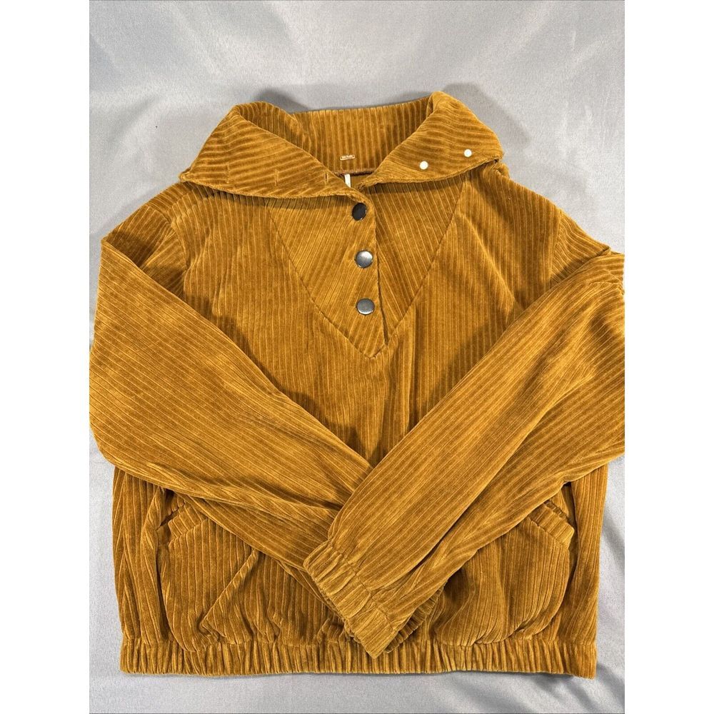 Free People Selena Slouchy Pullover Ribbed Button Close Front Hip Pockets XS - Picture 1 of 12